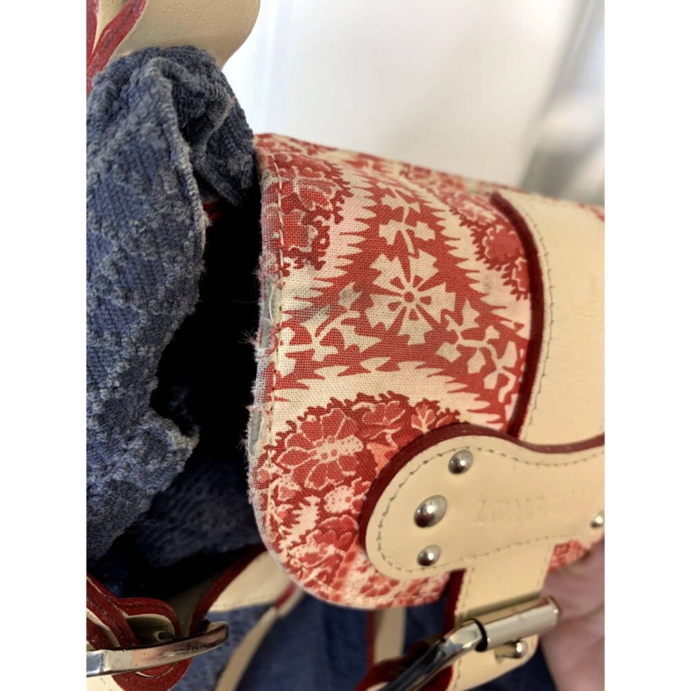 Longchamp RARE Idole Canvas Fabric and Leather Blue Floral Satchel Shoulder Bag - Picture 9 of 14
